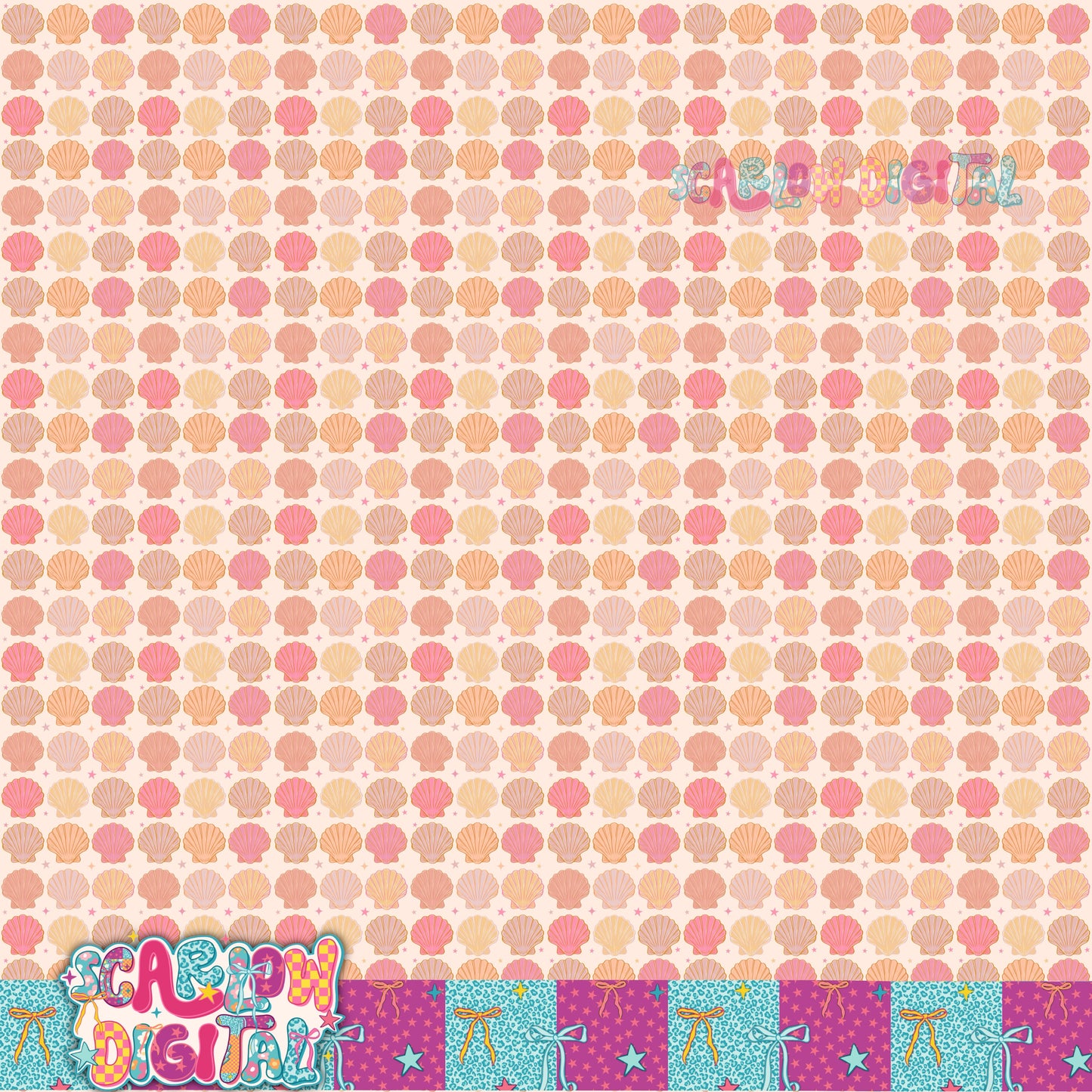 Sea Shells Seamless Pattern Digital Design