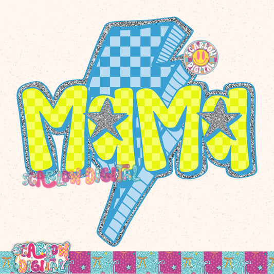 Lime Blue Mama PNG Digital Design