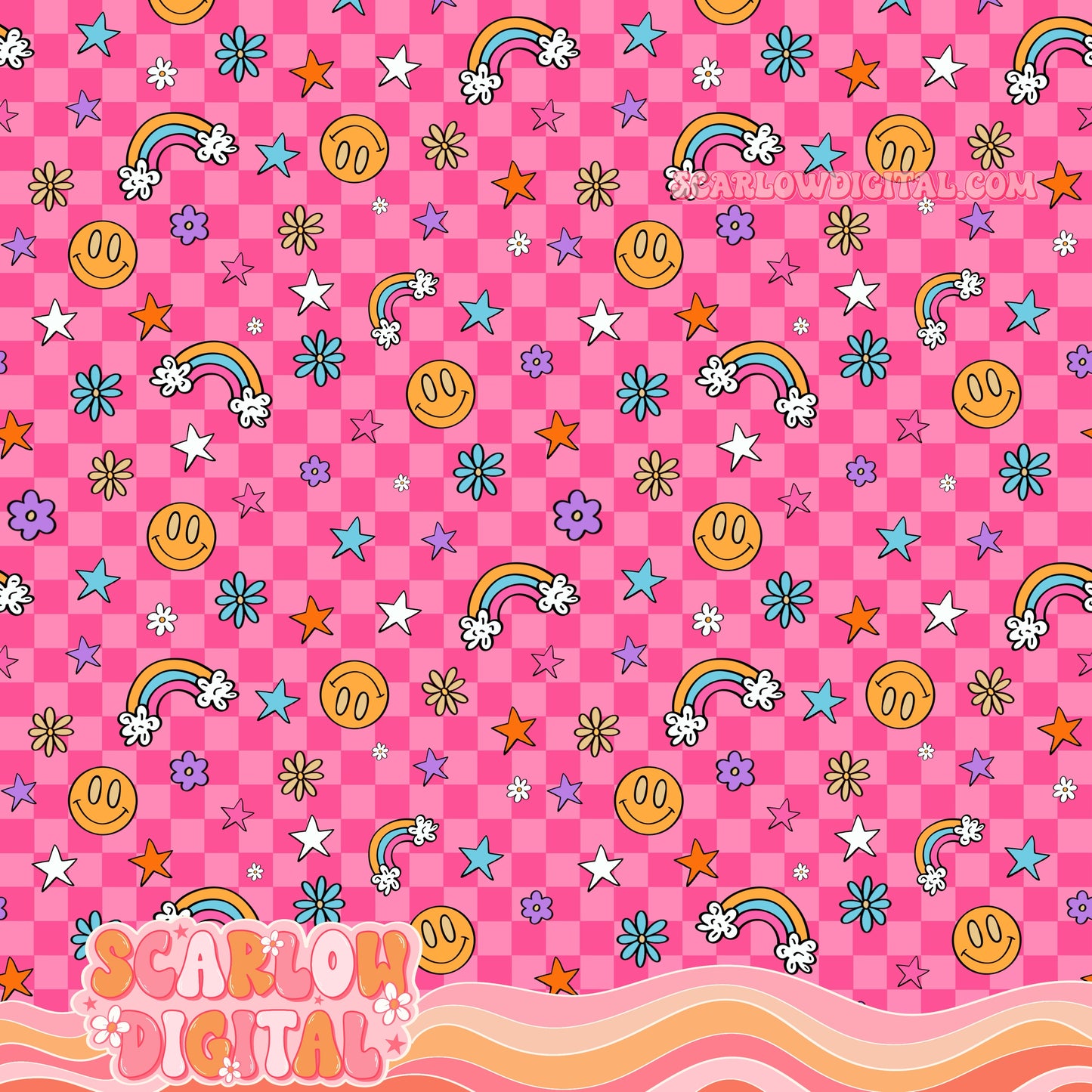 Retro Doodles Seamless Pattern Digital Design