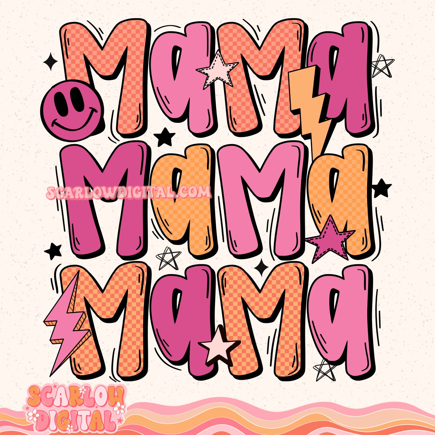 Retro Mama PNG Digital Design