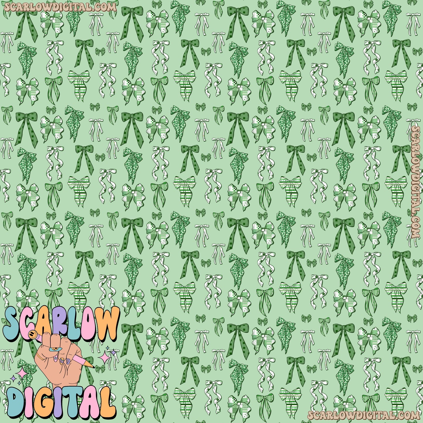 Lucky Bows Seamless Pattern Digital Design