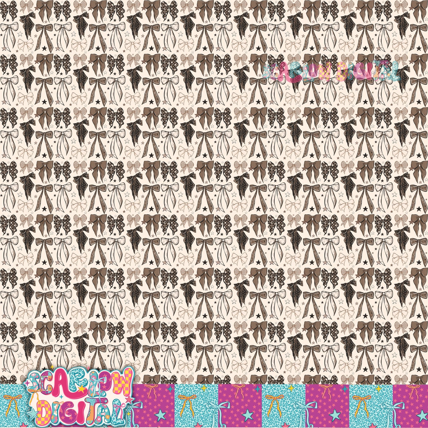 Grunge Bows Seamless Pattern Digital Design