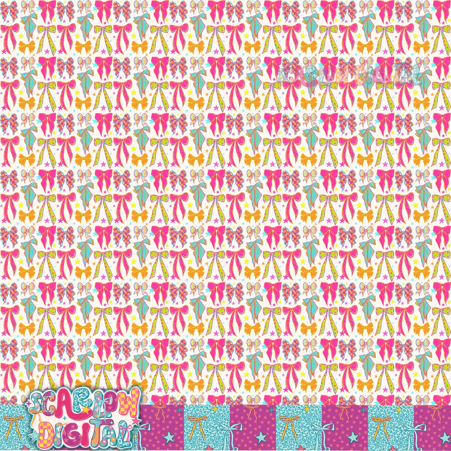 Retro Bows Seamless Pattern Digital Design