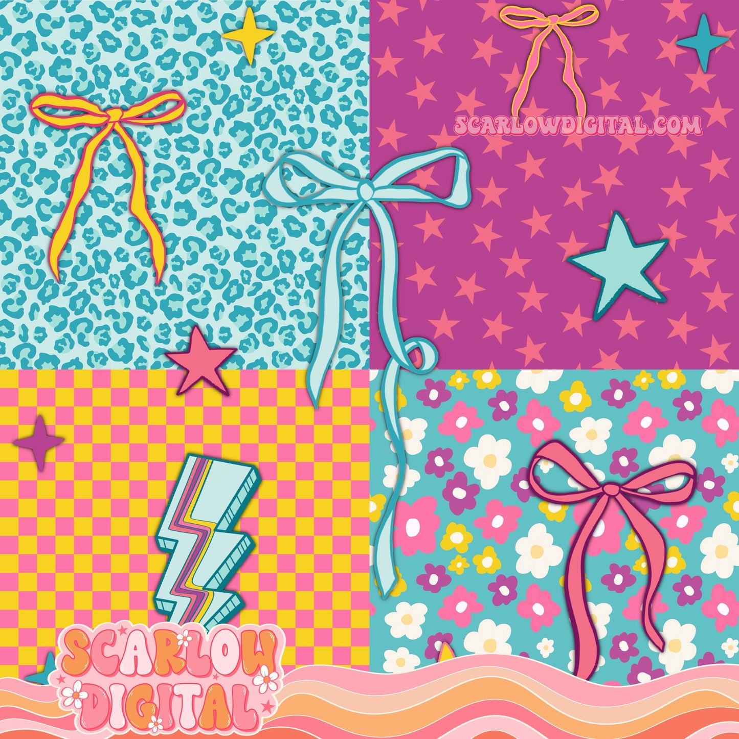 Retro Patchwork Seamless Pattern Digital Design