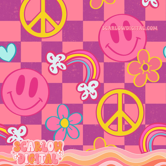 Retro Doodles Seamless Pattern Digital Design