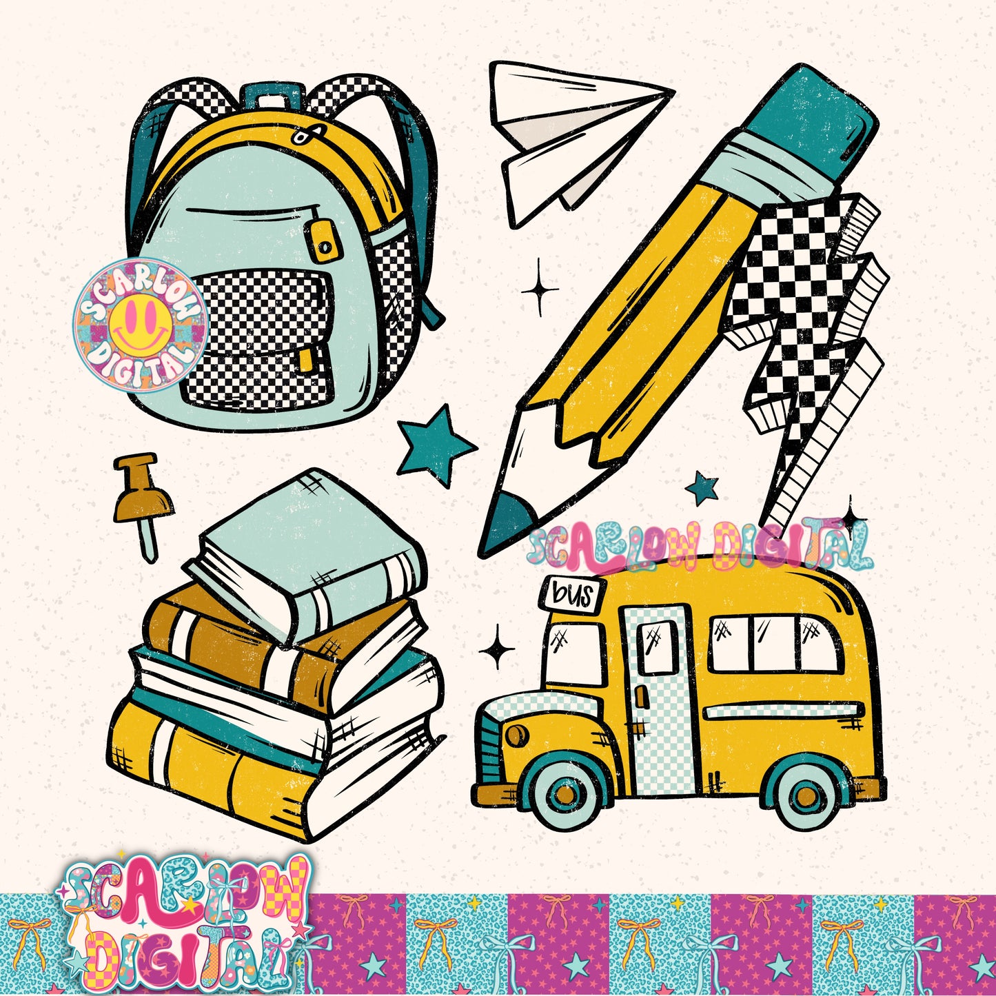 Boy Back to School Doodles PNG Digital Design