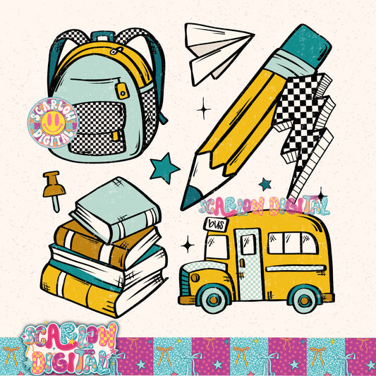 Boy Back to School Doodles PNG Digital Design