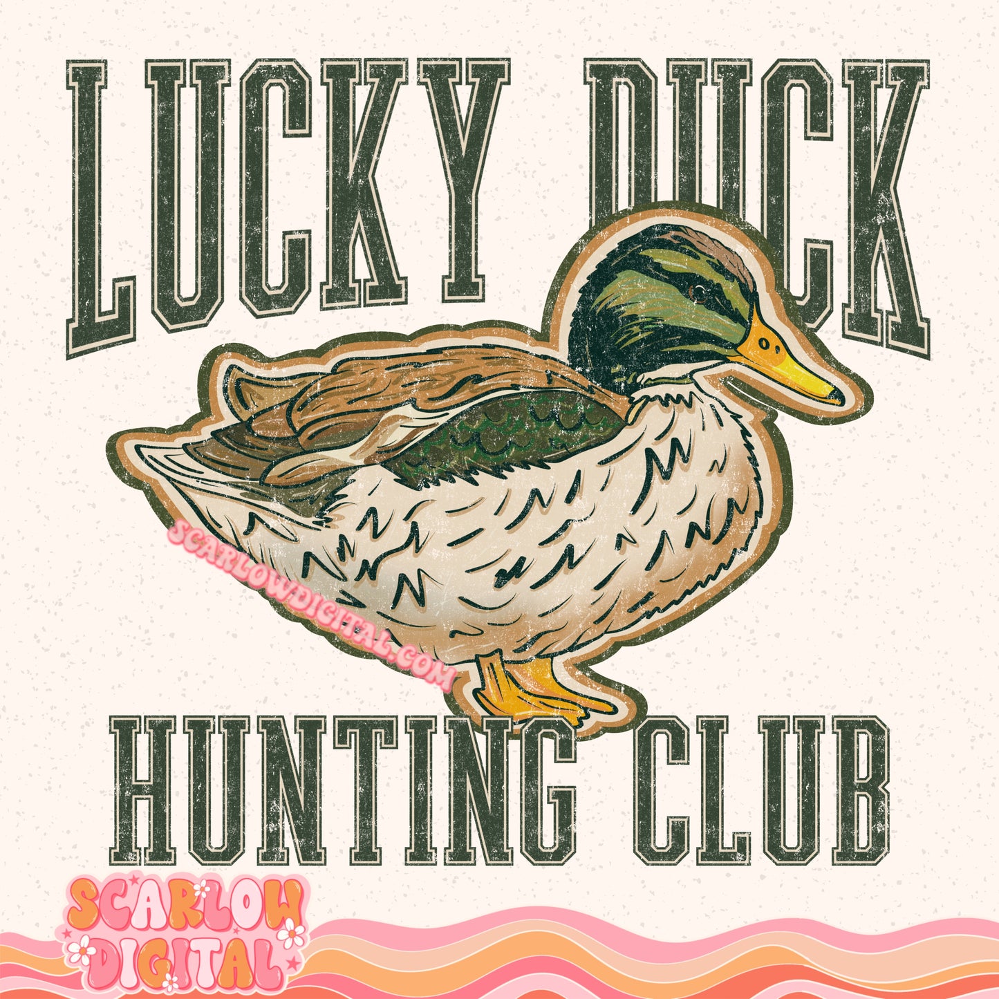 Lucky Duck Hunting Club PNG Digital Design