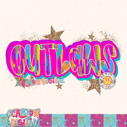 Outlaws Rainbow PNG Digital Design