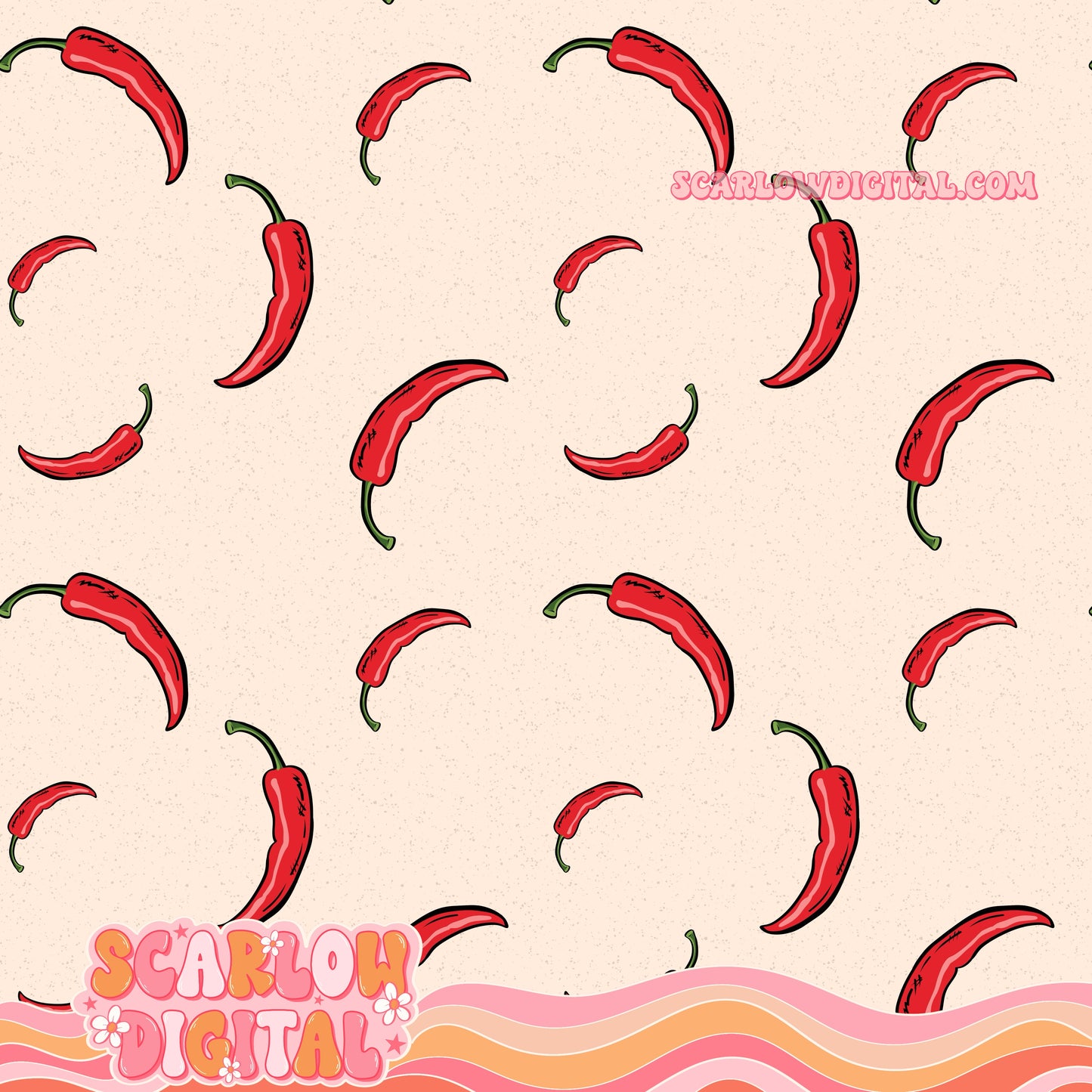 Hot Peppers Seamless Pattern Digital Design