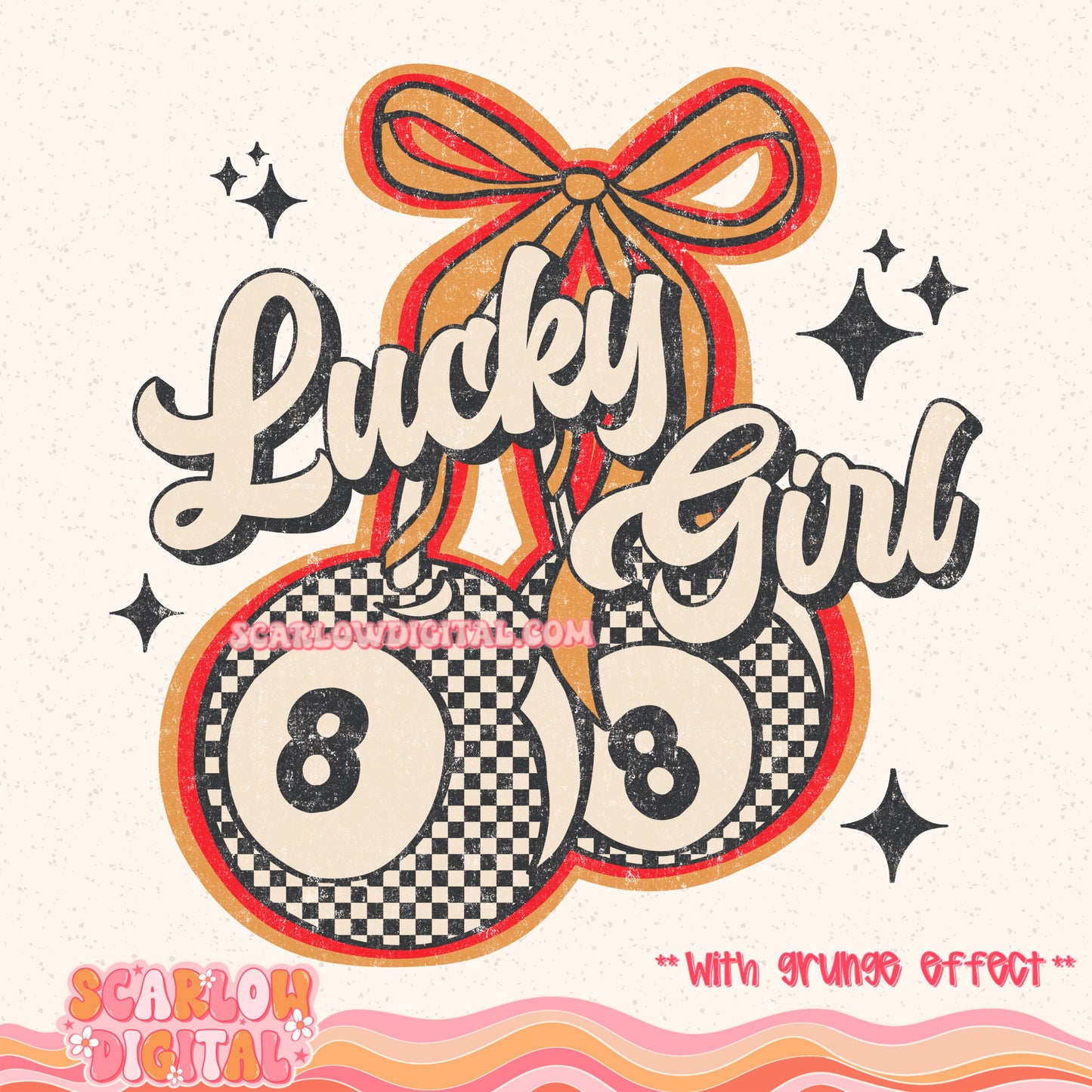 Lucky Girl PNG Digital Design