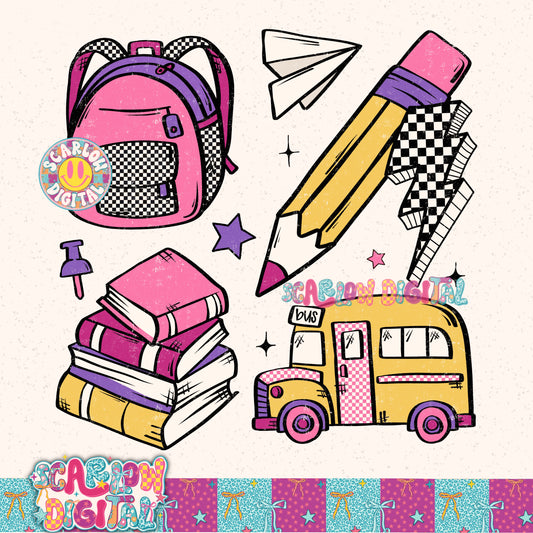 Girl Back to School Doodles PNG Digital Design