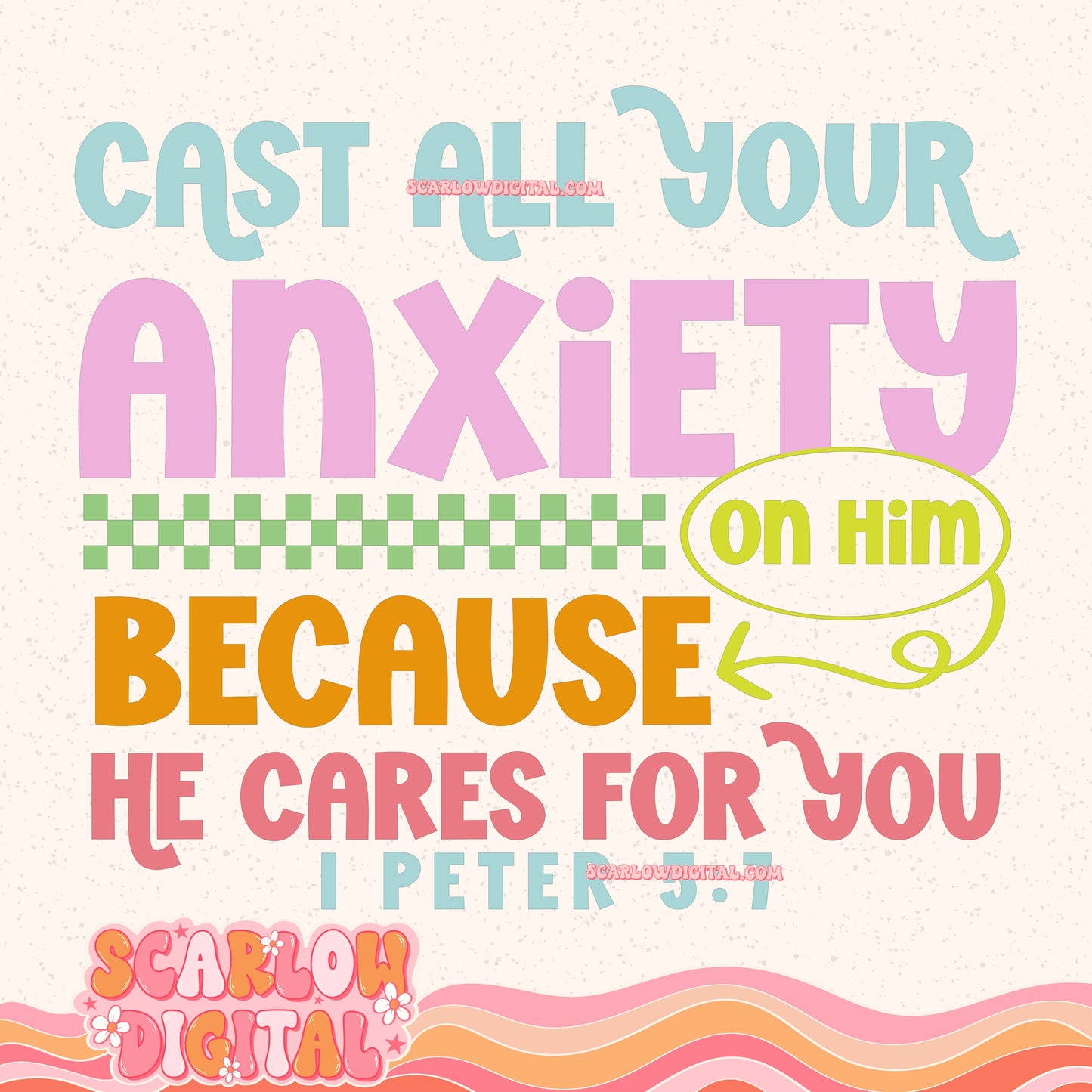 Cast All Your Anxiety On Him PNG Digital Design