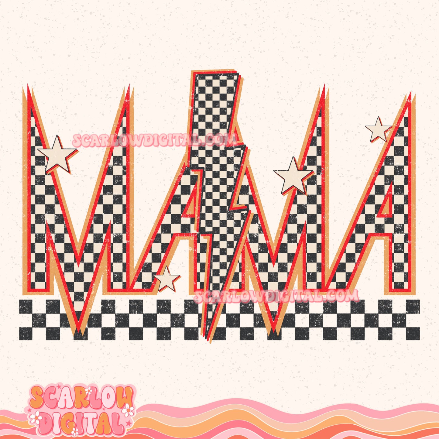 Rocker Mama (Red and Orange) PNG Digital Design
