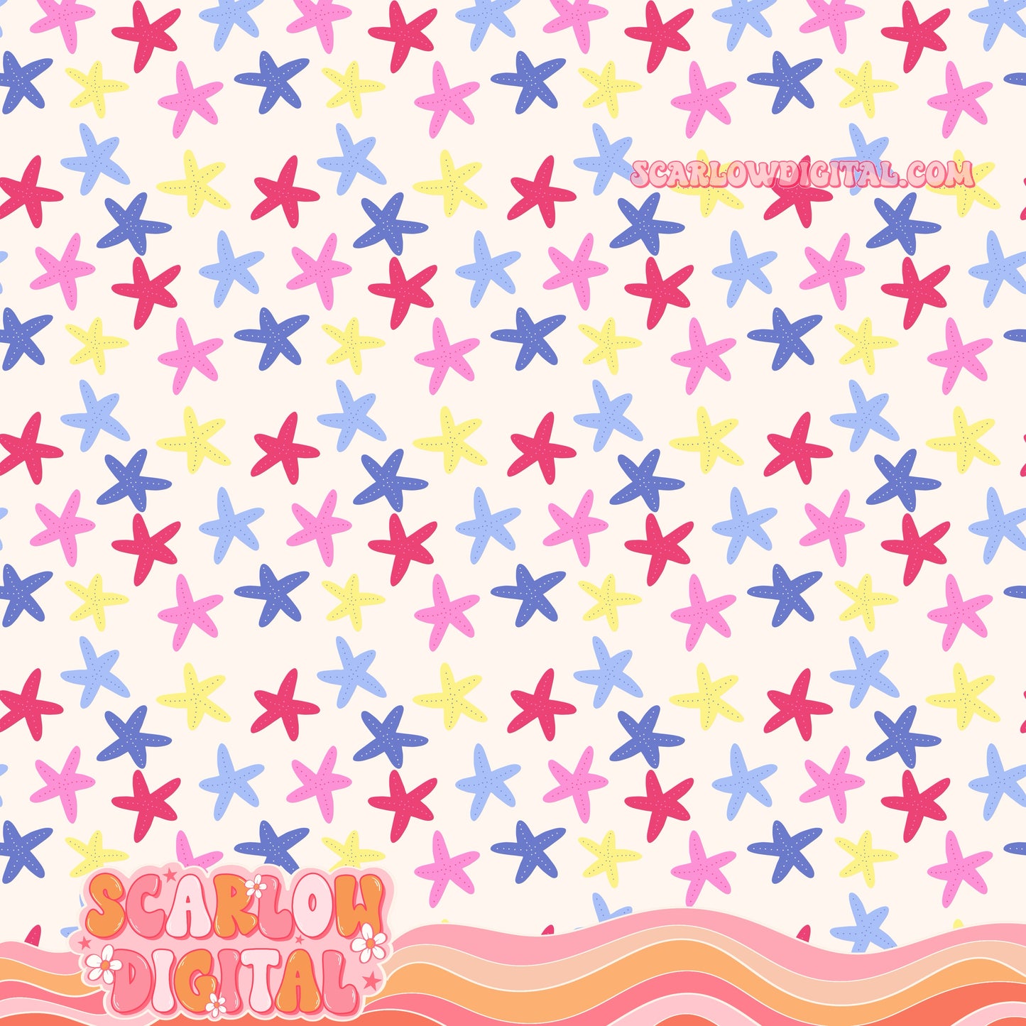 Starfish Seamless Pattern Digital Design