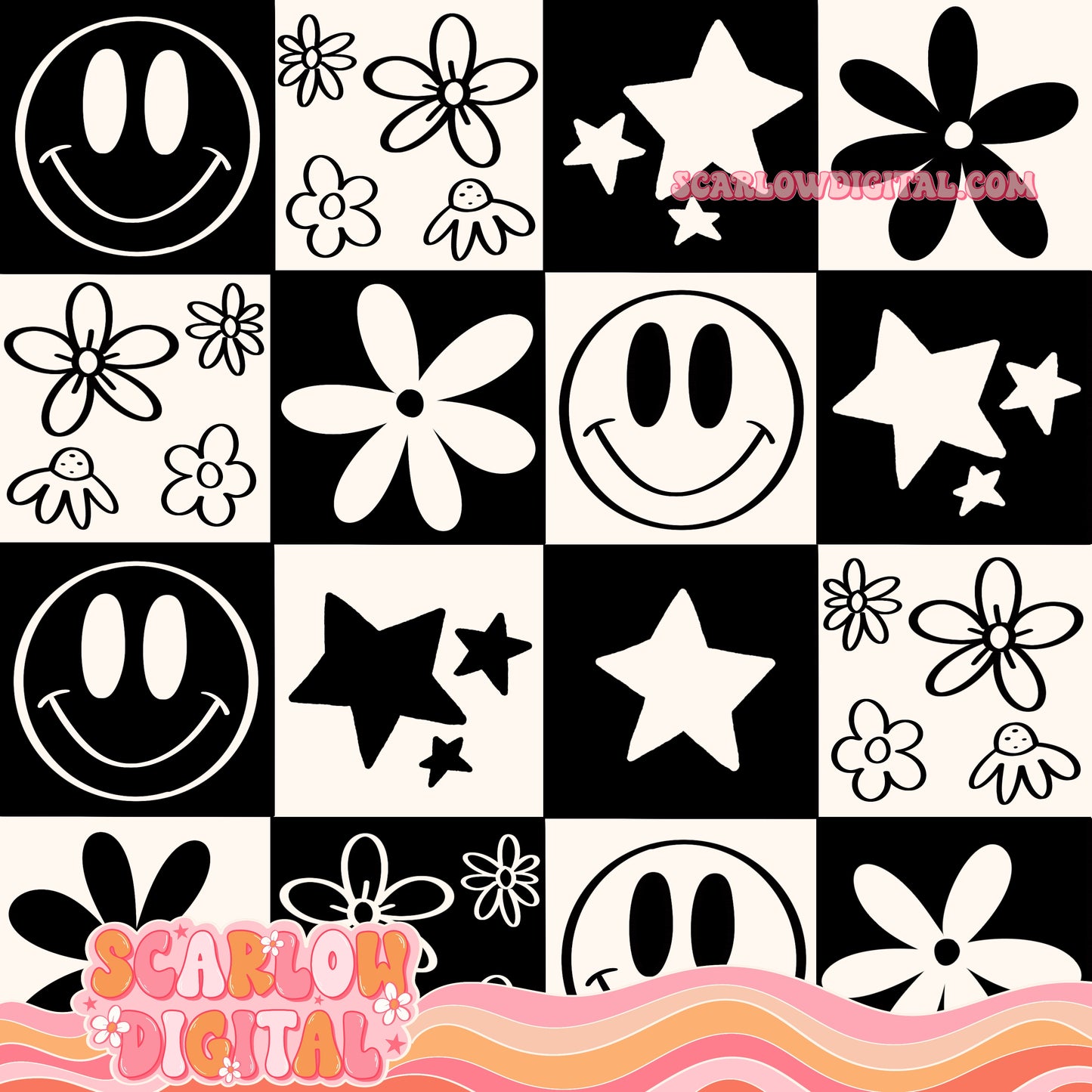 Retro Checkers Seamless Digital Design