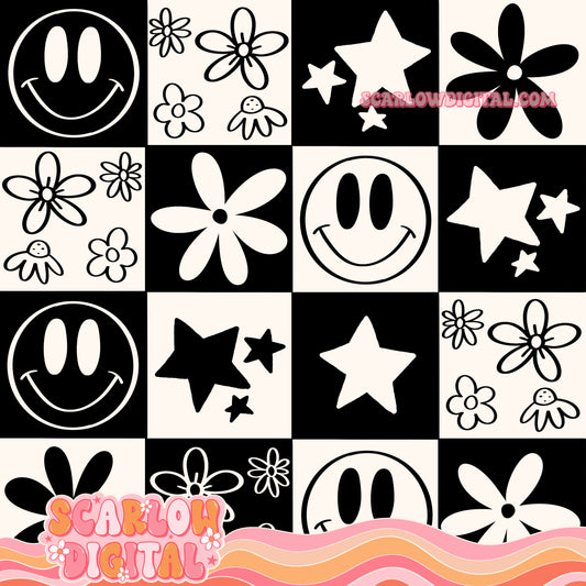 Retro Checkers Seamless Digital Design