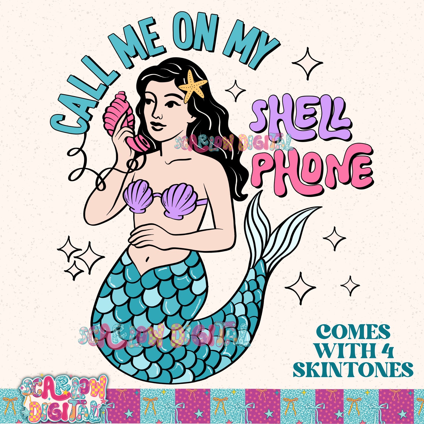 Call Me On My Shell Phone PNG Digital Design