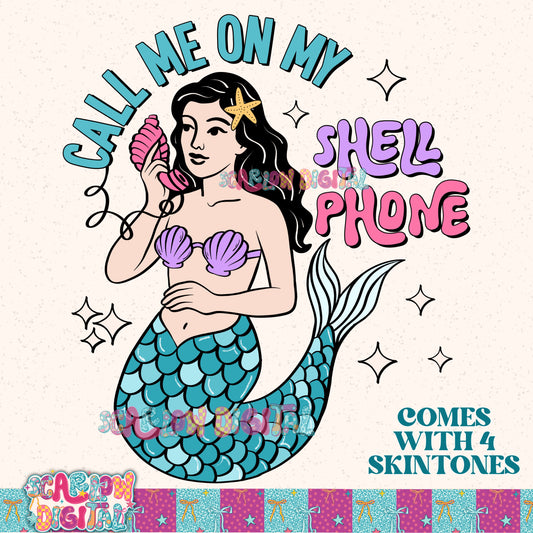 Call Me On My Shell Phone PNG Digital Design