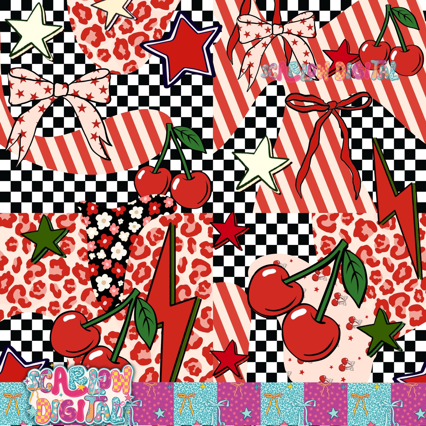 Cherry Patches Seamless Pattern Digital Design