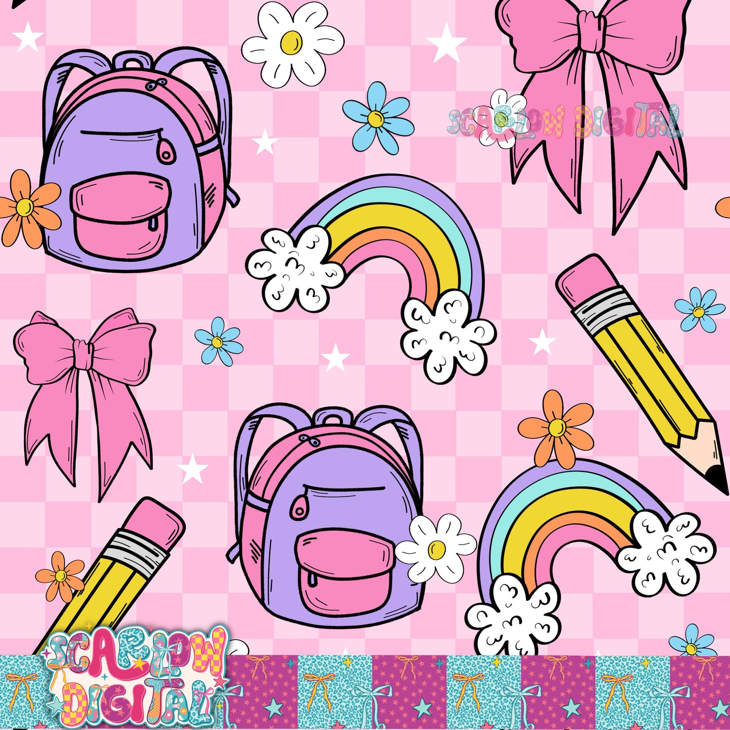 Back to School Seamless Pattern Digital Design