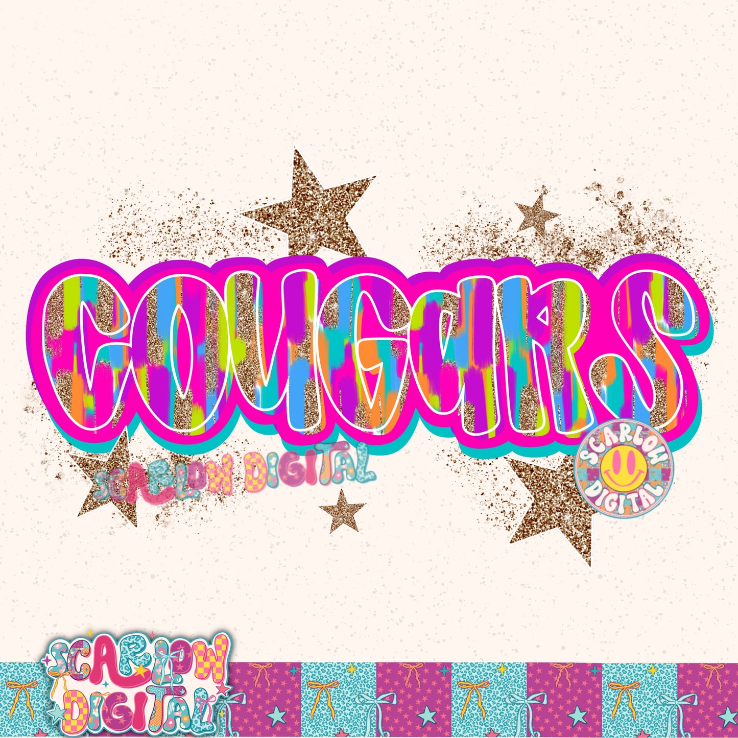 Cougars Rainbow PNG Digital Design