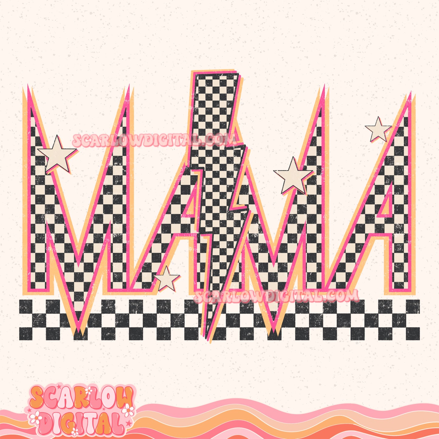 Rocker Mama (Pink and Yellow) PNG Digital Design