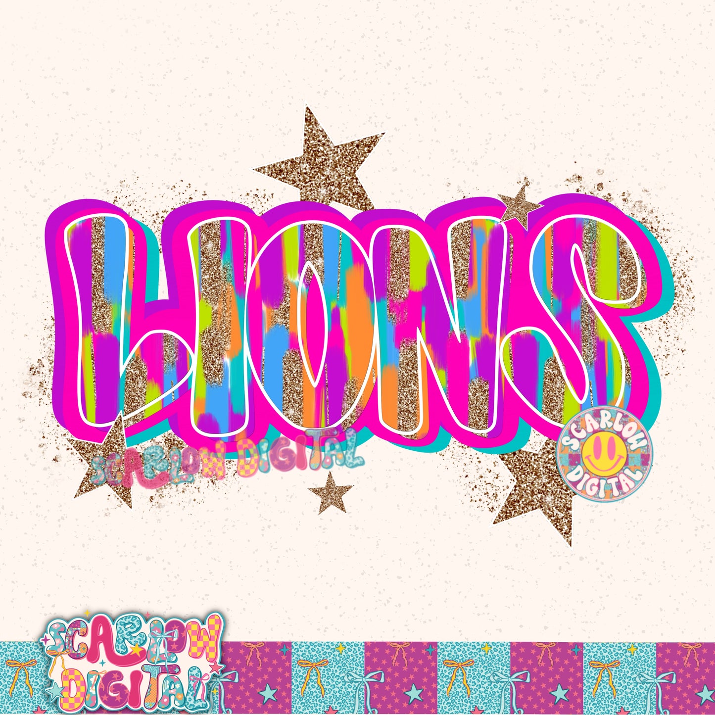 Lions Rainbow PNG Digital Design