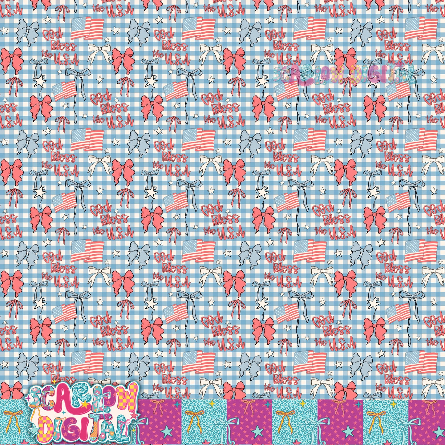 God Bless the USA Seamless Pattern Digital Design