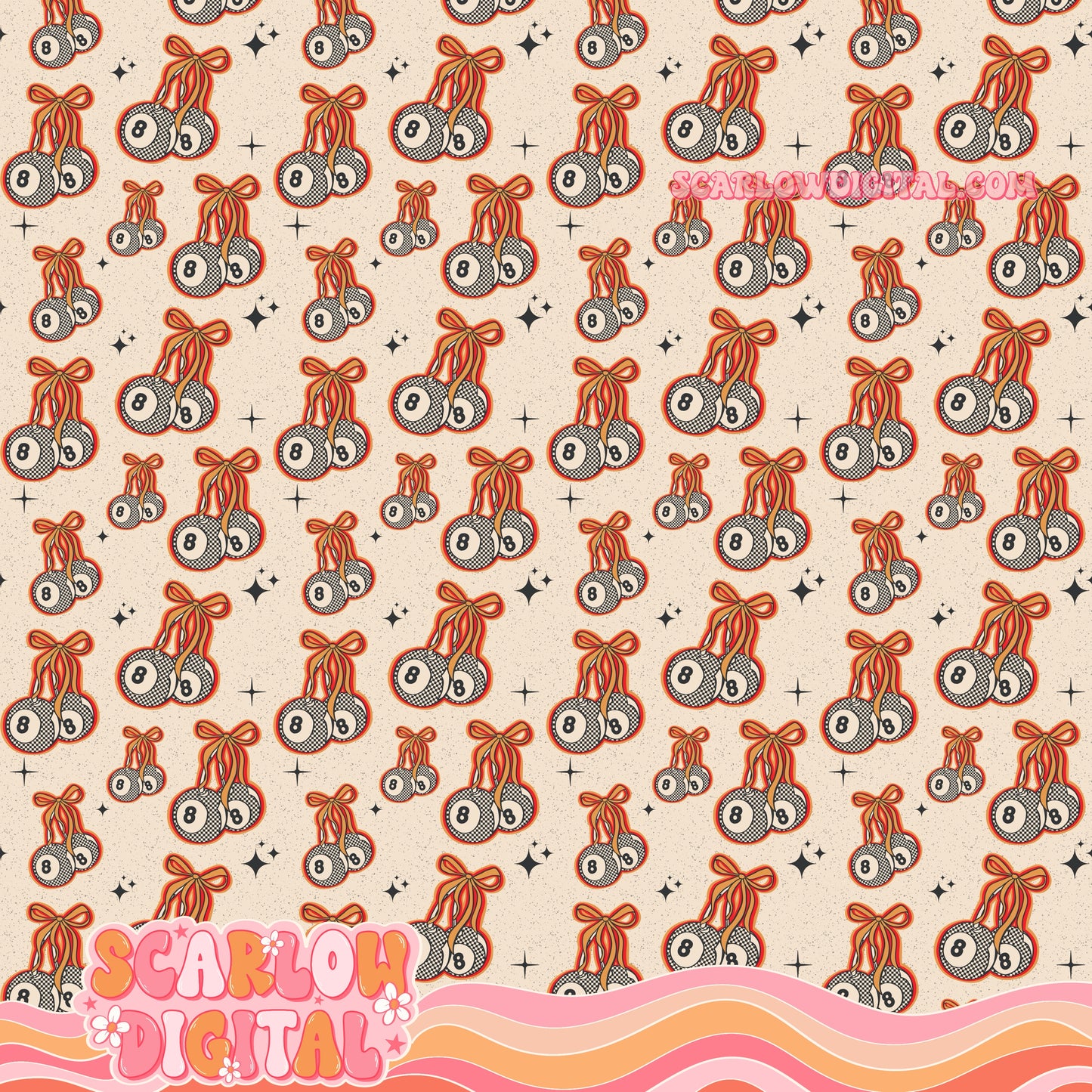 8 Balls Seamless Pattern Digital Design