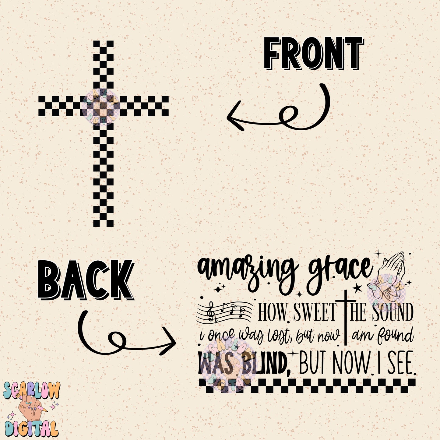 Amazing Grace Front and Back PNG Bundle Digital Design