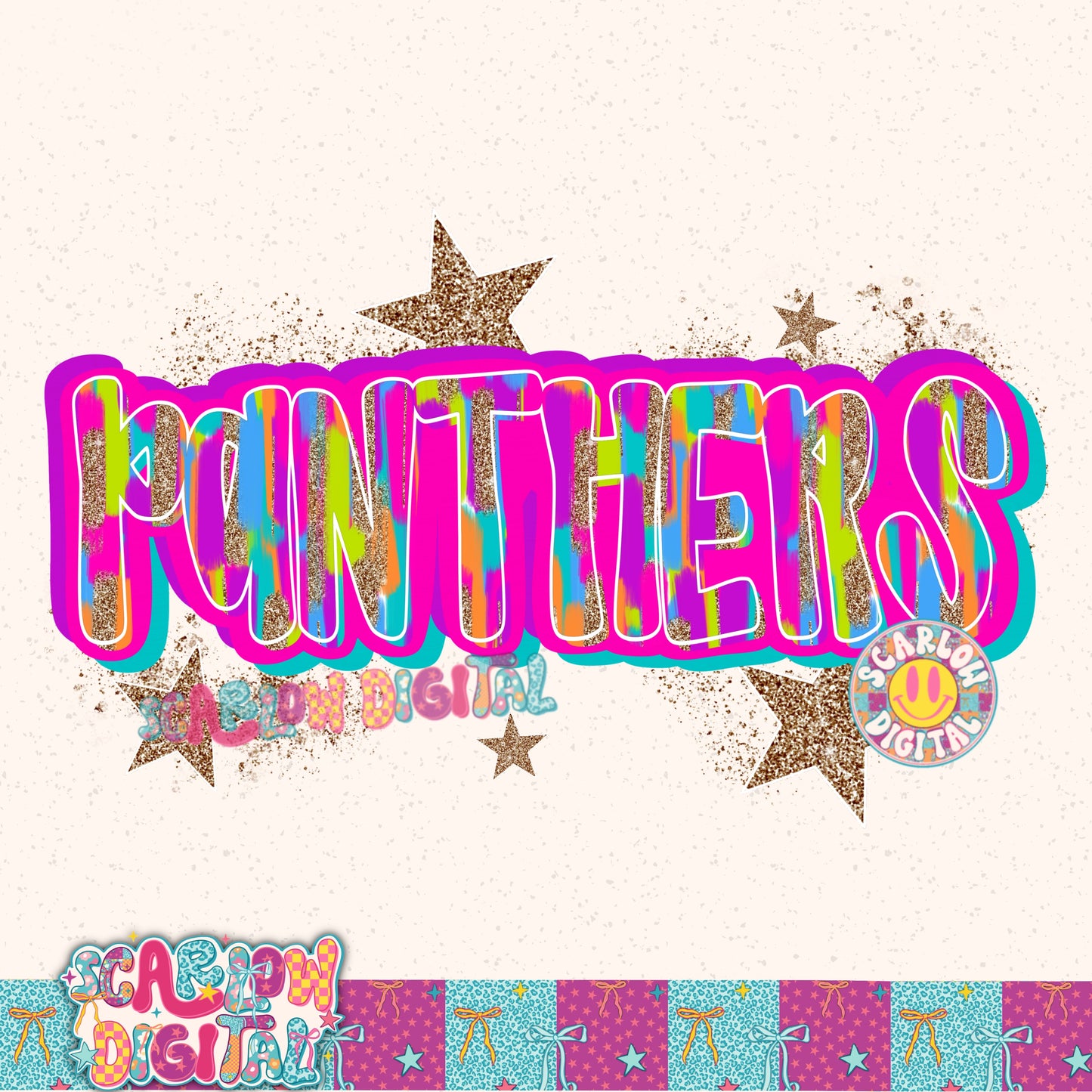Panthers Rainbow PNG Digital Design