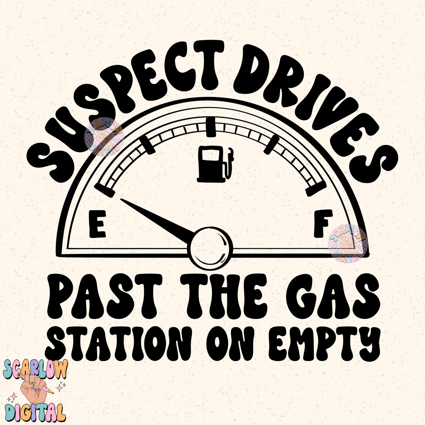 Suspect Drives Past the Gas Station on Empty PNG Digital Design