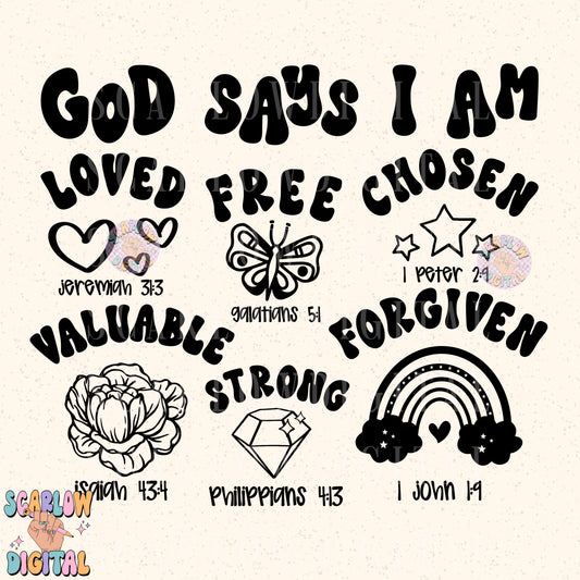 God Says I Am PNG Digital Design