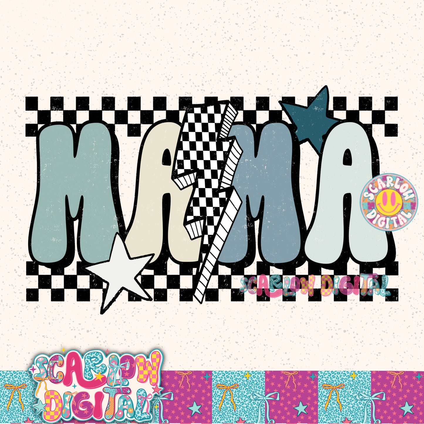Blue Mama Without Bows PNG Digital Design