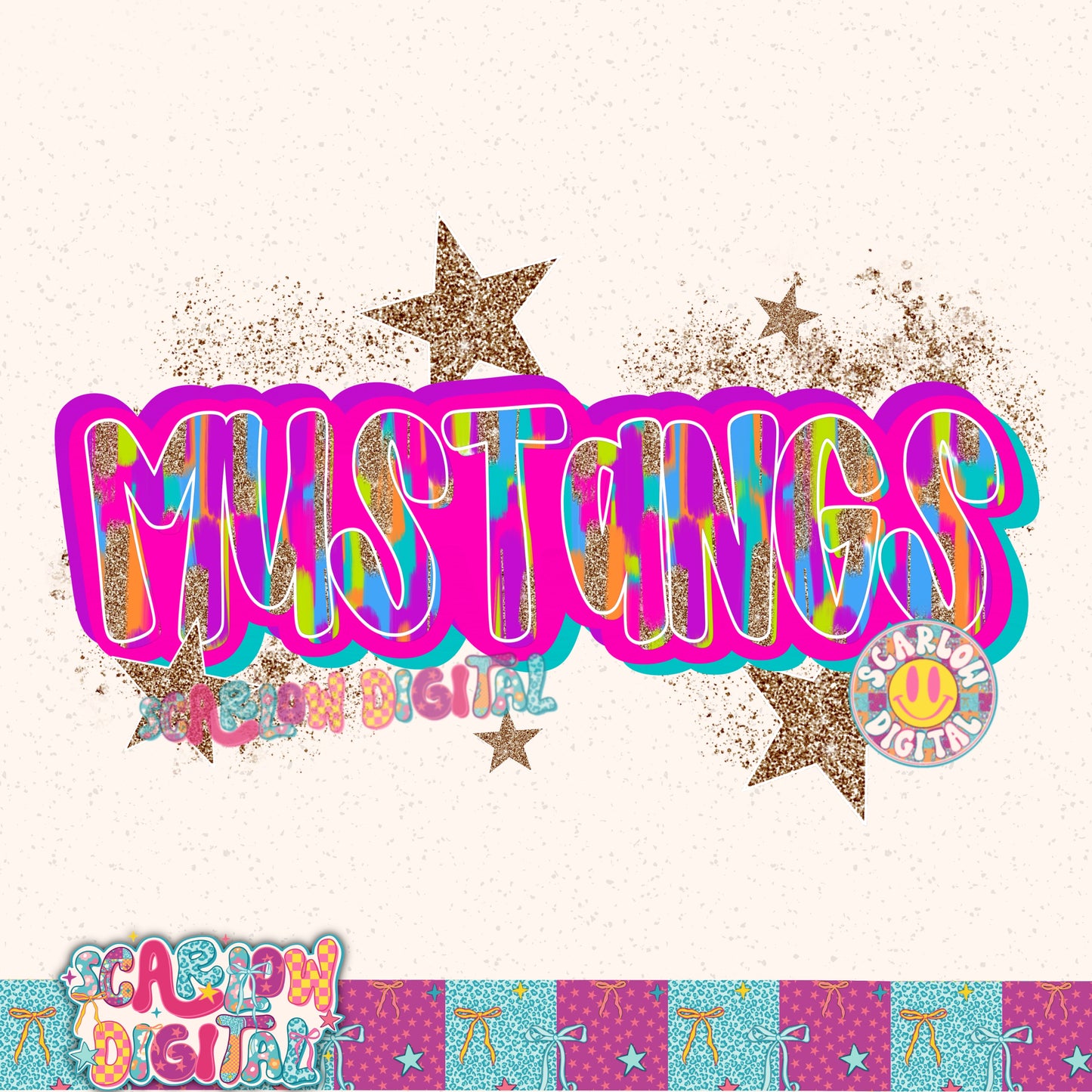 Mustangs Rainbow PNG Digital Design