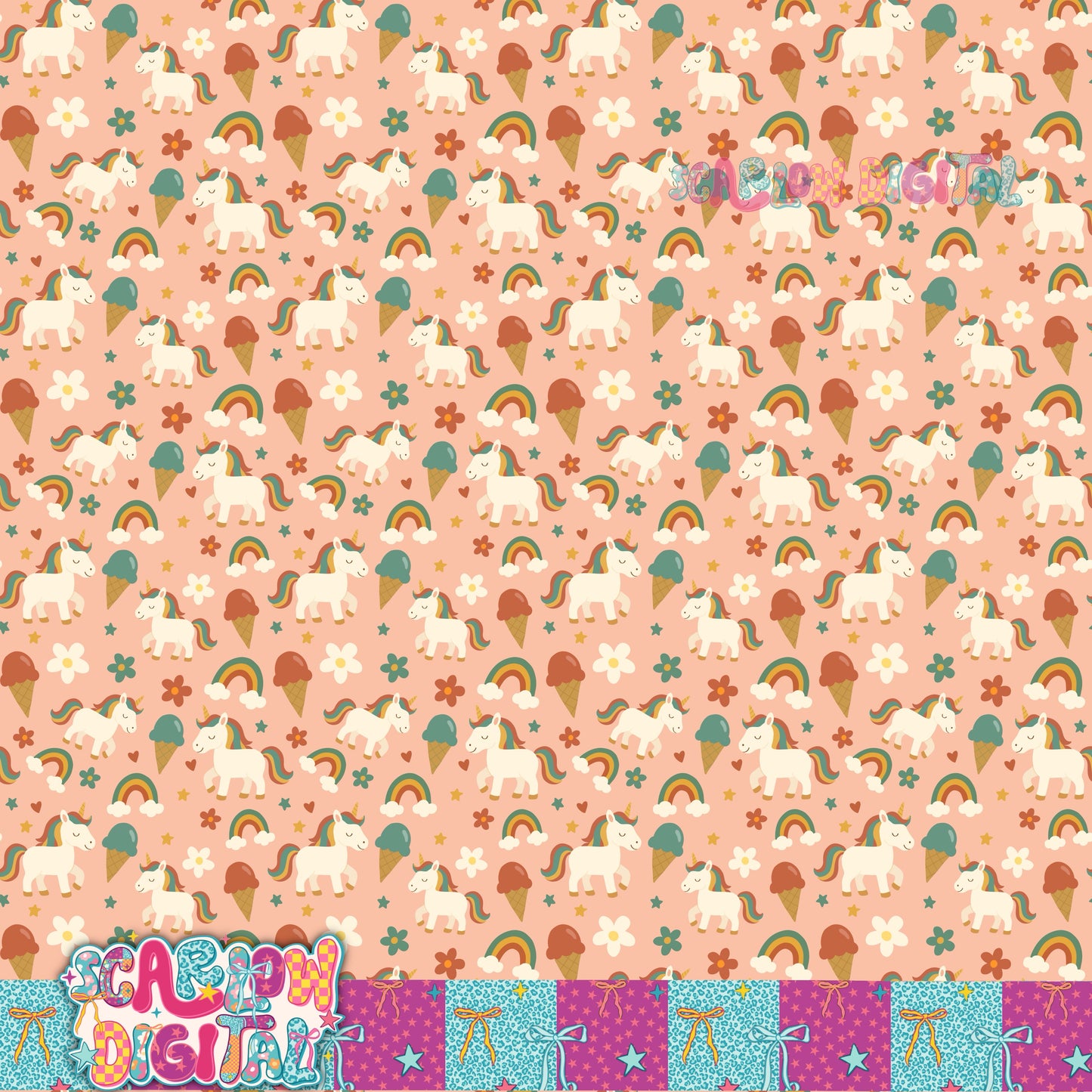 Unicorns Seamless Pattern Digital Design