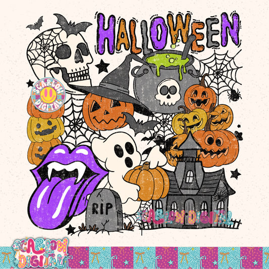 Halloween Collage PNG Digital Design