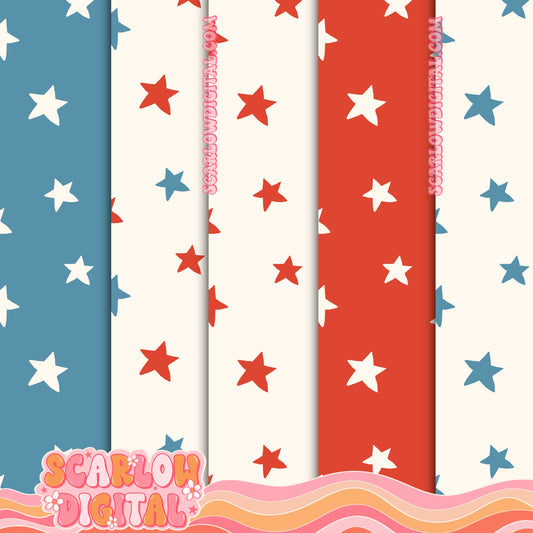 Fourth of July Seamless Pattern Bundle Digital Designs