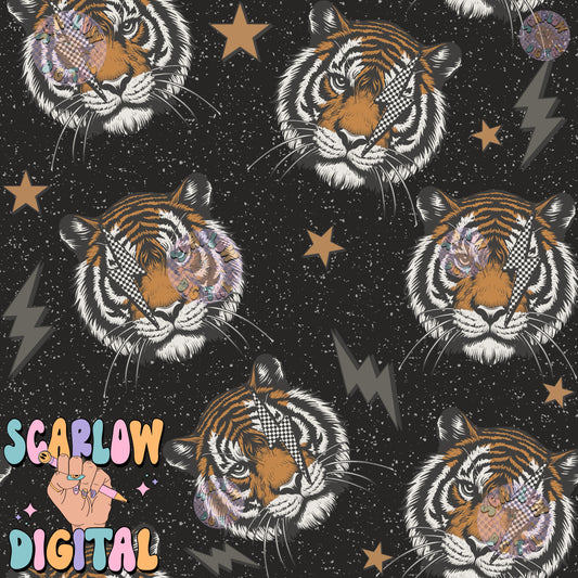 Retro Tiger Seamless Pattern Digital Design Download