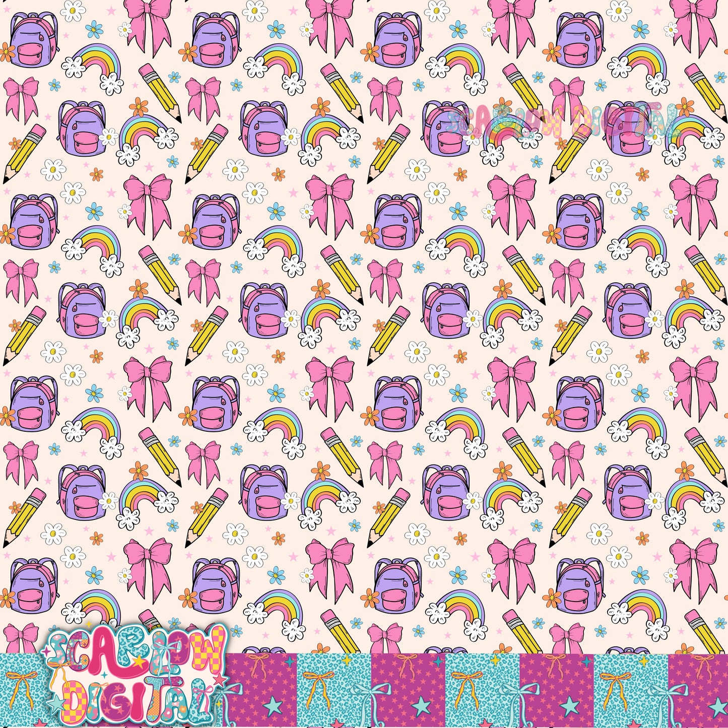 Back to School Seamless Pattern Digital Design