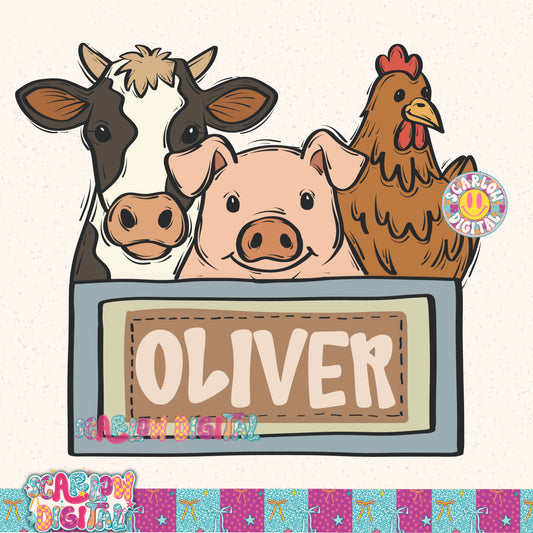 Add Your Own Name Farm Animals PNG Digital Design