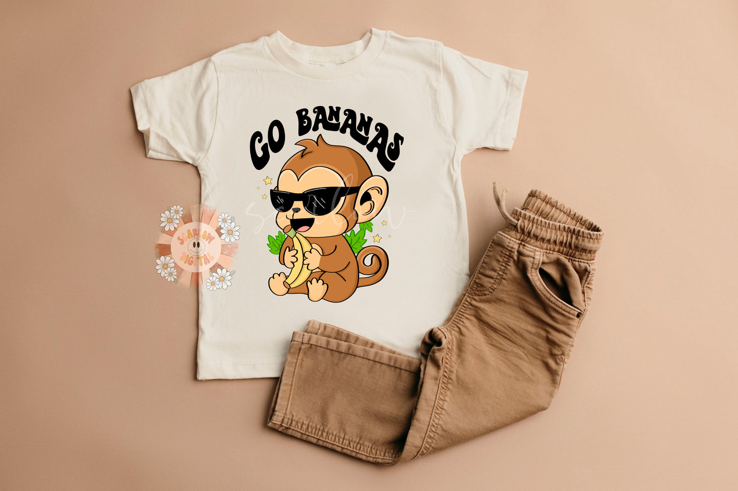 Go Bananas PNG-Monkey Sublimation Digital Design Download-boy png, trendy png, funny png, puns png, zoo png, kids png, boho png, retro png