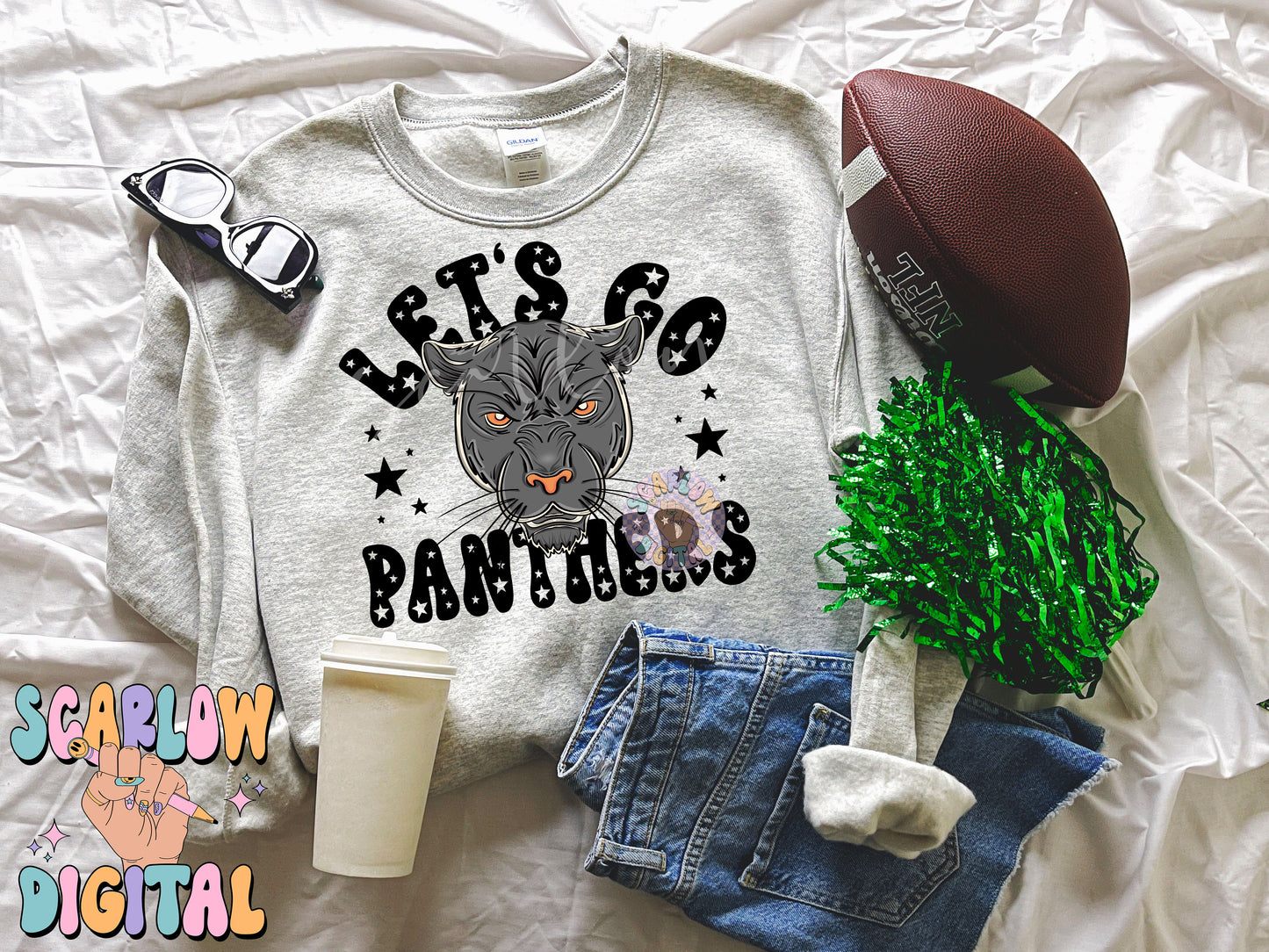 Panthers PNG Digital Design Download, sports mascot png, football png, baseball png, retro png, trendy png, sports tshirt design, school png