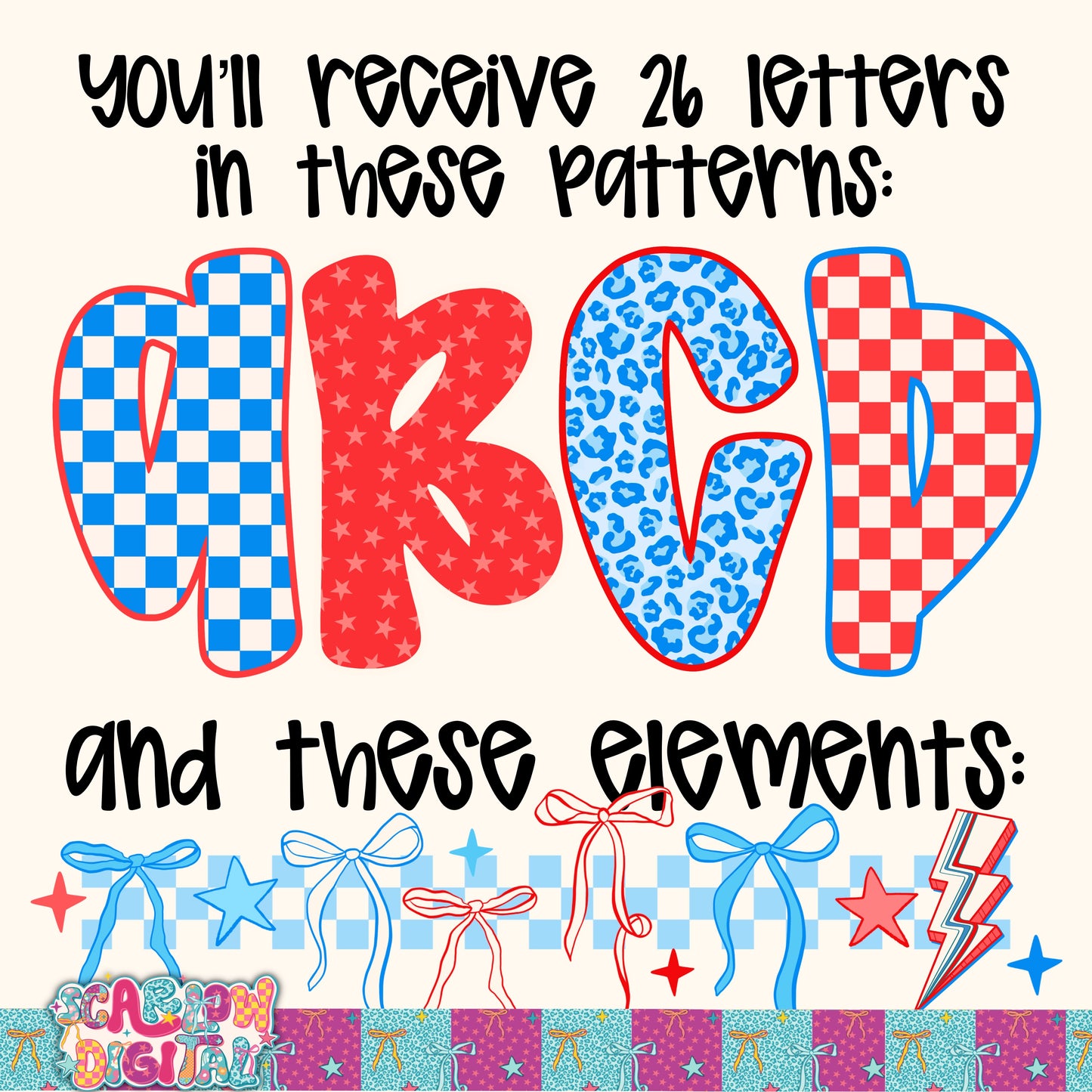 Patriotic Alphabet Set Digital Design