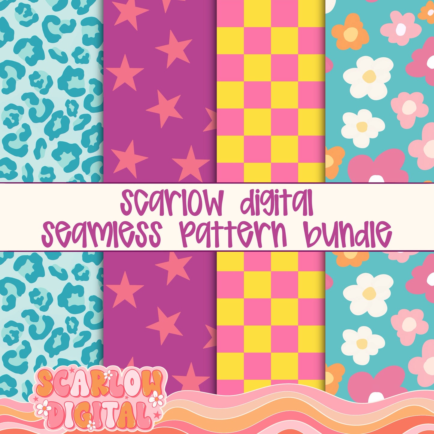 Neon Seamless Pattern Bundle Digital Design