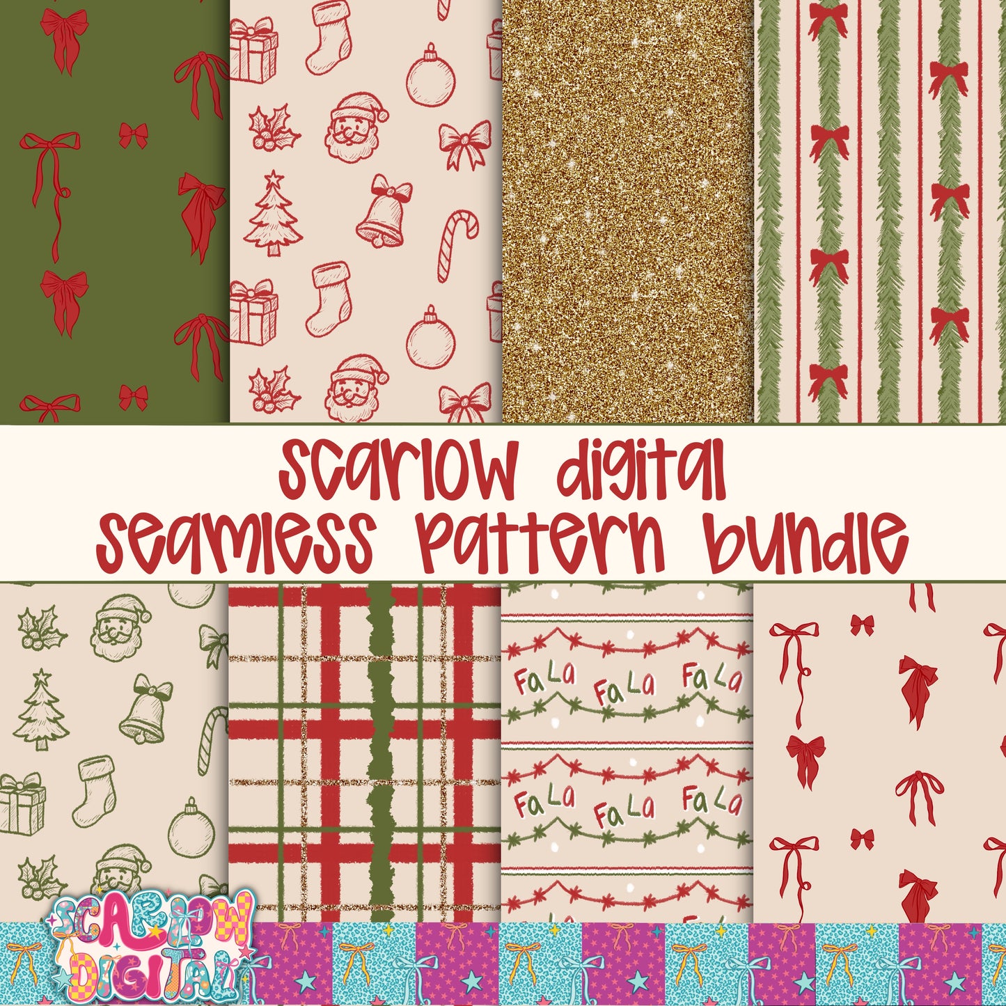 Christmas Seamless Pattern Bundle Digital Design