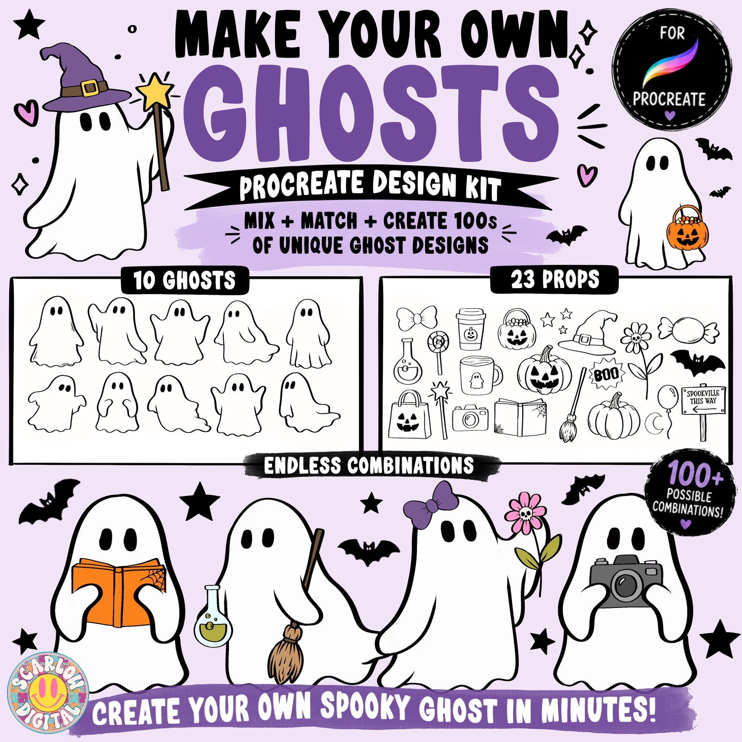 NEW NEW NEW! Make Your Own Ghost Kit: Procreate Stamps + PNGs