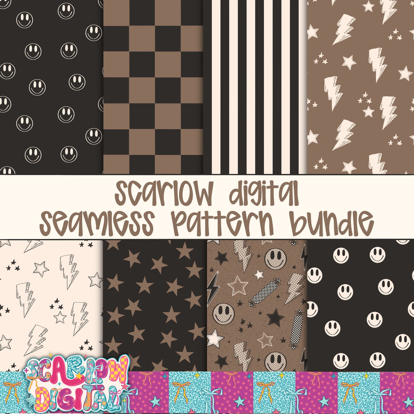 Grunge Seamless Pattern Bundle Digital Design