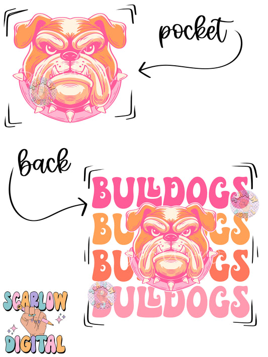 Bulldogs Front and Back PNG Digital Design Download, sports mascot png, football png, baseball png, retro png, trendy png, sports tshirt design, school png
